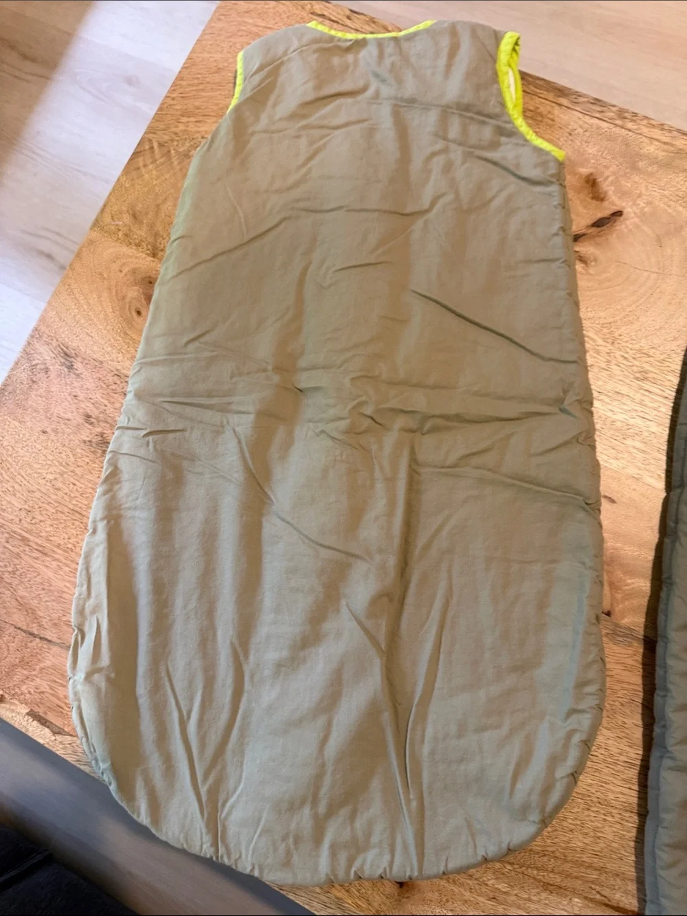 Kids Olive Sleep Sack with Lime Trim - Soft Sleeveless Pajama